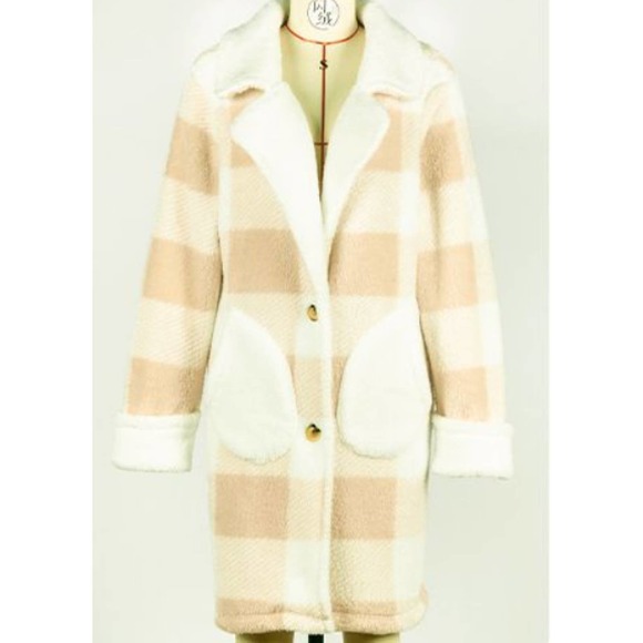 Lapel Plaid Patchwork Fleece Overcoat - Picture 7 of 10